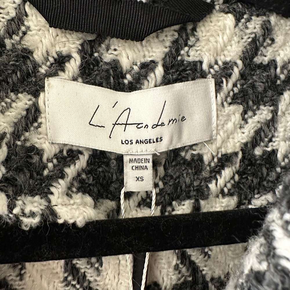 L'Academie the Celena Coat in Black & Ivory size XS NWT - Picture 7 of 9